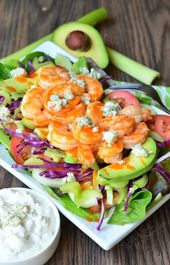 Buffalo Shrimp Salad with Homemade Blue Cheese Dressing Will Cook For Smiles #bu...