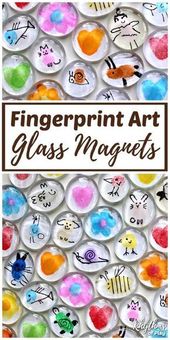 Fingerprint Art Glass Magnets Fingerabdrücke Magnete basteln mit Kindern. DIY G...