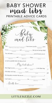 Baby Shower MadLibs Advice Card Printable Green Leaves