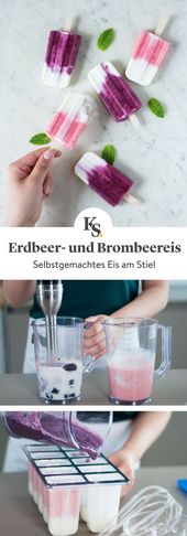 Fruchtiges und erfrischendes Erdbeer- und Brombeereis am Stiel einfach selber ma...