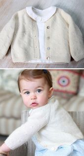 Knitting Pattern for Princess Charlotte Cardigan - This baby cardigan sweater is...