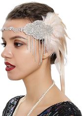 WOMEN ROARING 20S 20'S CHARLESTON FLAPPER GATSBY COSTUME HEADPIECE HEADBAND WOMEN ROARING 20S 20'S CHARLESTON FLAPPER GATSBY COSTUME HEADPIECE HEADBAND