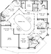 How sweet is this? The pool is in the middle of the house!! Mediterranean House ...