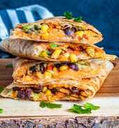 Vegetarian Quesadillas with Black Beans and Sweet Potato