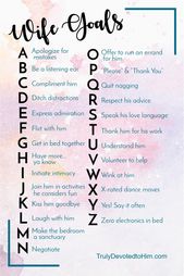 A - Z Goals For Being an Awesome Wife