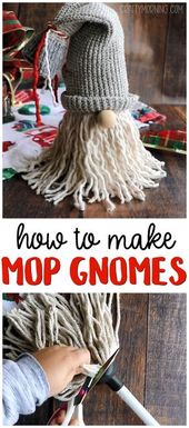 How to make Mop Gnomes...a cute christmas craft for anyone to make! Kids or adul...