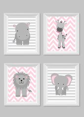 Striped Pink Pig Cross Stitch Pattern Needlepoint Embroidery Baby Nursery Cute Zoo Print DIY Art Decor Shower Gift Modern Kids Animal
