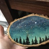 Ornamenti Galaxy, Ornamento fetta di legno, Rustic oppriporzione di legno Ornamento, Natale, Montagne, Spazio Esterno, Tramonto, Deserto, Città, Cactus, Mappa Stellare