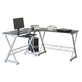 L Shape Computer Desk w/Keyboard Tray & CPU Stand-Corner Laptop, Black, LivEditor