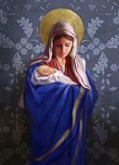 Virgin Mary madonna card religious greeting card catholic art gift sacred art spiritual angel artwork wool felt art guardian angel art