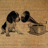Digital Collage Sheet Burlap Download Fabric Transfer Beagle Puppy