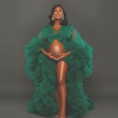 Aileen Maternity Celebrity Tulle Dress - green / 10