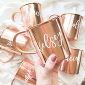personalized bridesmaids gifts-moscow mule mugs-bridesmaid proposal-wedding favo...