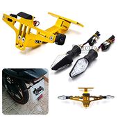 Green BJ Global High Quality Universal Motorcycle Multi-angle Adjustable License Number Plate Frame Holder Bracket With LED Turn Signal Light