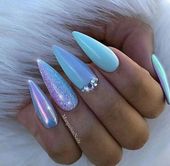 55 Stylish Glitter Stiletto Nail Designs #stilettonails #bluenails