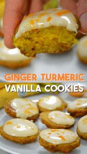 Healthy Oatmeal Cookies Recipe with Turmeric, Ginger and Cashew Vanilla Frosting...