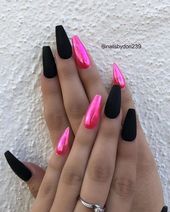 Don Pham on Instagram: “ pinkchrome blackmatte coffin nails