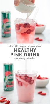 Healthy Pink Drink Strawberry Refresher (Whole30, Caffeine-Free, Vegan)