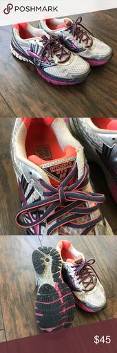 Brooks running shoes Brooks running shoes. Signs of wear on the soles of shoes b...