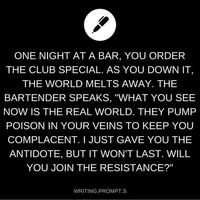 OMG ITS THAT ONE GAME fuck can't remember the name it's the one where you have to take pills or the road people will kill you basically because reality is a lie and the pills keep people complacent