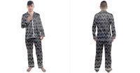 Mosaique+Noir/gris+Men's+Satin+Pajamas+Long+Pants+Set