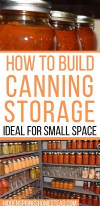 This how to tutorial is perfect for any size space. From small to large. Build your own custom canning storage shelves to hold all your canning supplies and your canned foods.