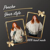 Cable Beige Hand Knitted Poncho with Hood / Pelerine with Big Collar and Fringe / Boho Knitted Cardigan For Women / Casual Top For Female