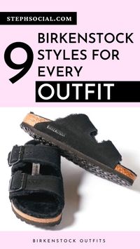 Birkenstock sandals for every outfit! White, black, and colourful Birkenstocks for spring and summer outfits. How to wear Birkenstock sandals. Different Birkenstock sandals styles.