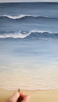 Seascape beach ocean waves oil painting art One of a kind original artowrk- seascape oil painting. Ocean beach wave surfing #oilpaintings #canvas #seascape #artwork #wallartdecor #painting #beach #ocean #seascapepainting #artist #process #coastal #homedecorideas #wallartprints #beachhousedecor #beachhouseinteriors