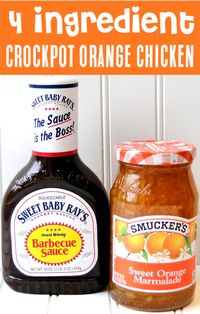 Crockpot Orange Chicken Recipe - Easy Crock Pot Dinner! {Just 4 Ingredients} Skip the Panda Express takeout and make this delicious dinner at home instead! Go grab the recipe and give it a try this week!