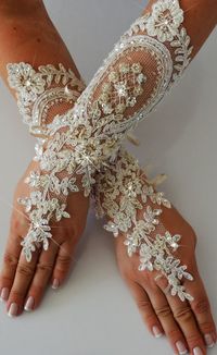 Wedding Glove ivory lace gloves Fingerless Glove by newgloves, $35.00