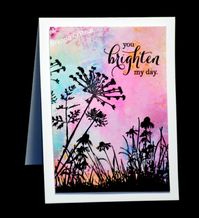 DTGD20Anniepanda, Brightening a Day by Benzi - at Splitcoaststampers - 8/27/20. (Pin: Background/ Water-Base...Cling-Wrap/ Saran Wrap. Pin+: Silhouettes...Floral/ Foliage).