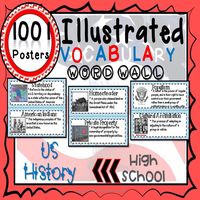 Vocabulary Posters for US History words and includes 1001 WORDS! for all US History concepts for the entire year! Posters are horizontal and measures: 3.75" x 10.5". Units: Gilded Age Progressive Era Rise of a World Power Roaring Twenties Great Depression/ New Deal World War II Early Cold War Vietnam and the 1960’s Civil Rights 1970’s – End of the Cold War 1990’s – 21st Century Early Cold War through Vietnam Civil Rights Movement Contemporary America