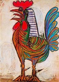 A rooster - Pablo Picasso. 1938. Naive Art (Primitive). Pastel on paper, 77.5 x 54 cm. @ Private collection.