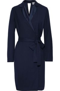 Salli belted satin-trimmed crepe dress | IRIS & INK | Sale up to 70% off | THE OUTNET