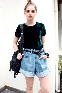 velvet & denim for a bit of a grunge look