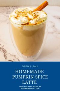 This pumpkin spice latte takes just 5 minutes and a few pantry staples. No more standing in long coffee shop lines. Best of all its homemade delicious made with coffee, milk, pumpkin puree, pumpkin spice, and honey #laltte #pumpkinspice #pumpkinspicelatte #pumpkinlatte #pumpkin #fall #falldrink #hotdrinks #fallhotdrinks #winter #winterdrinks #winterspice