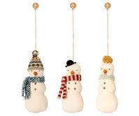 Snowman ornament, 3 ass.