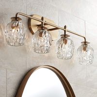 Possini Euro Tulip Glass 28 1/2"W Brass 4-Light Bath Light