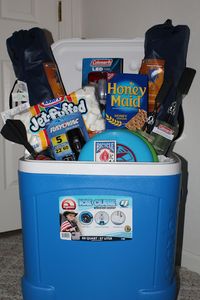 Camping gift basket - great group gift for young newlyweds http://campbellcuties.blogspot.com/2012/03/team-momagain.html