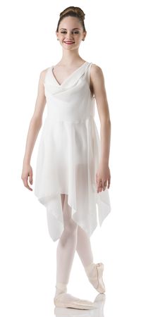 Dress: Cream crepe ; Leotard: (Separate) White spandex ; #dancecostumes #dance #dancecompetition #artstonethecompetitor #moderndance #lyricalmodern #lyricaldance