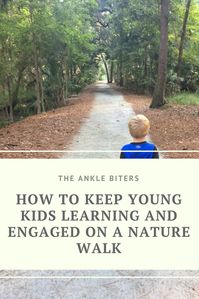 So many learning opportunities when out in nature with kids. How to keep their minds busy and their little legs going while outside. #homeschoolprek #theanklebiters #getkidsoutside #familytime #naturebasedlearning