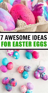 See how you can decorate Easter eggs in beautiful and unique designs with these 7 different methods. These colored eggs are easy for kids and adults alike to create!