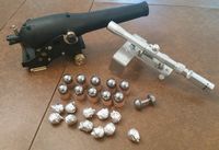The scaled down Dahlgren cannon complete with ball bearings and black powder.