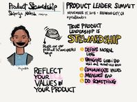 Shipriya Mahesh introduced a compelling concept in her #prodleaders talk: Product Stewardship. Loved it! (Also history of frisbees) #sketchnotes