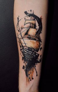 39 ship watercolor tattoo