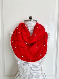 Excited to share this item from my #etsy shop: Red Knitting Scarf Knit Accessories Red Scarf Pearl Gift For Mom Knit Gift Shawl Women Scarf Gift For Her Winter Cold Weather Accessories #red #birthday #yes #winter #giftforher #pearlscarf #redscarf #womensgift #redaccessories