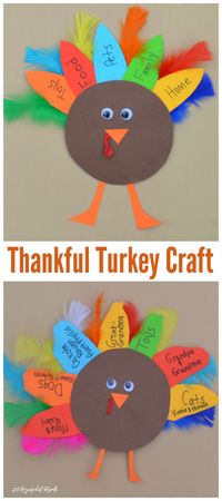 This turkey kid craft is a great way for kids to celebrate Thanksgiving and express those things for which they are thankful.