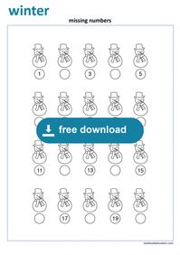 Counting by 2's, even/odd numbers, counting to 20. Winter worksheet. Preschool, Kindergarten, First grade worksheets: lookbookeducation.com