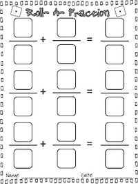 Roll a Fraction addition activity
